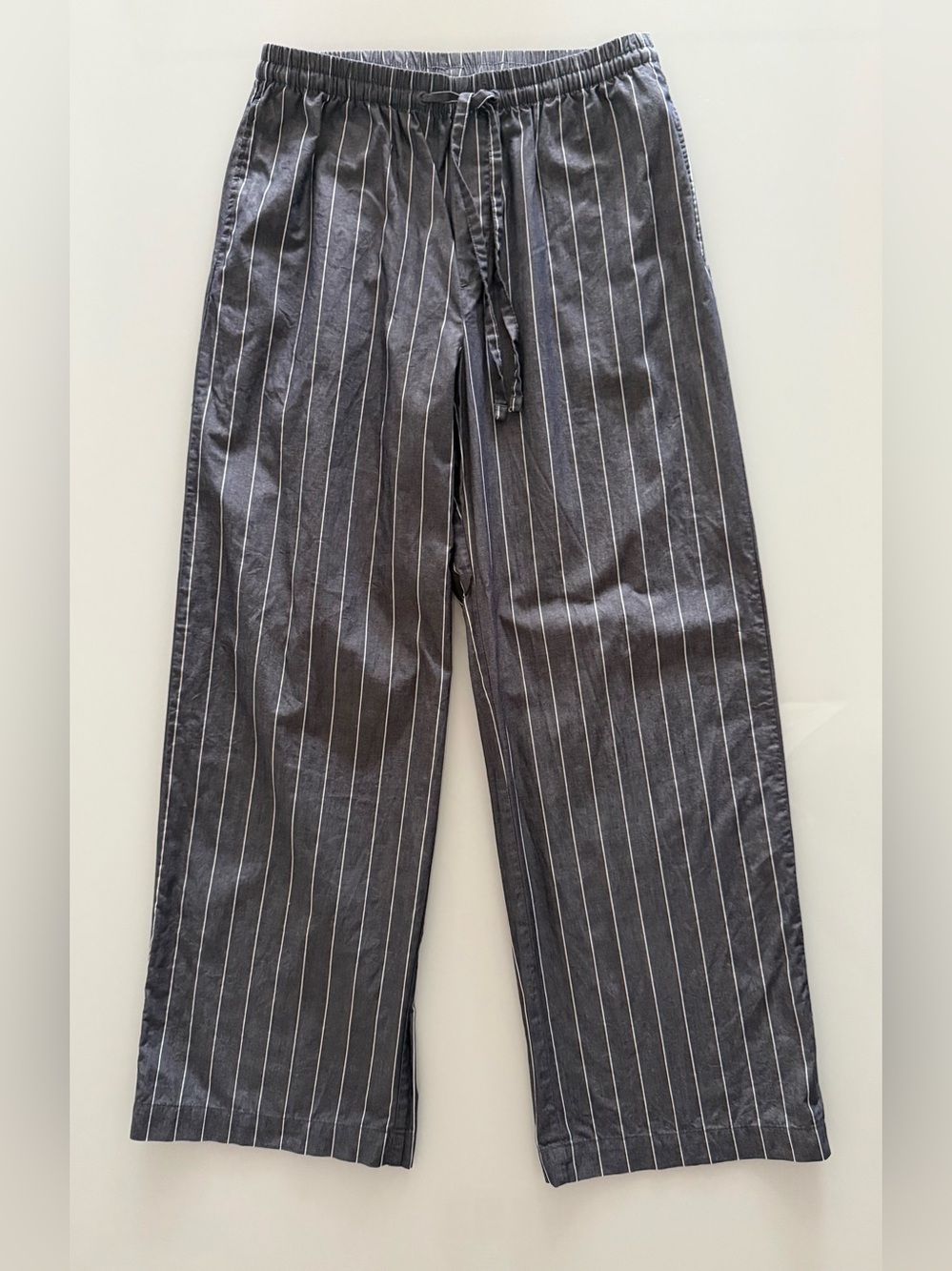 H&M Women’s Gray Striped Cotton Drawstring Pants - Size Small- Worn 1x - EUC